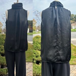 ZARA BLACK SLEEVELESS MOCK NECK BLOUSE LARGE